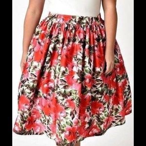 Unique Vintage Plus Size 2X Floral Pinup Skirt